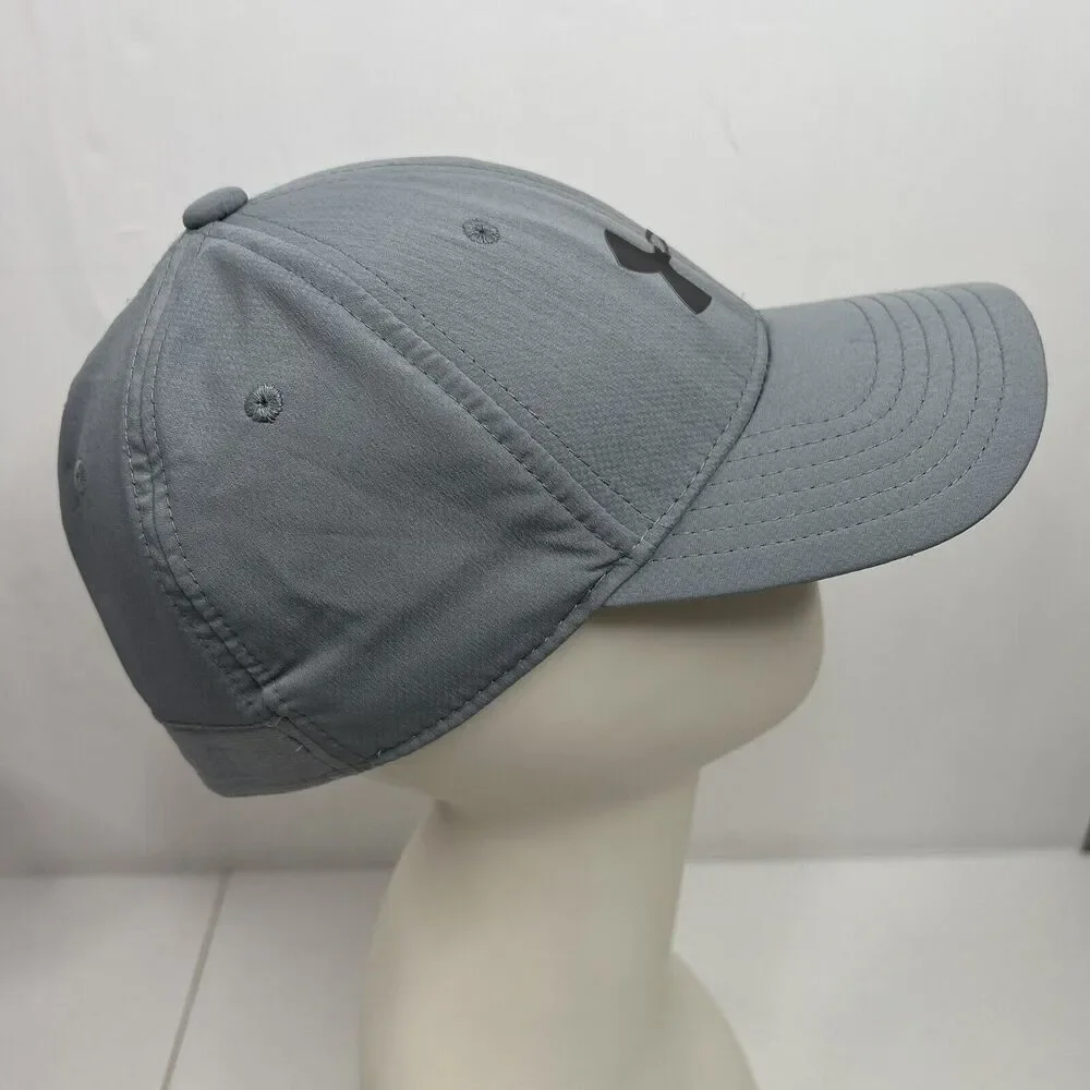 Under Armour Youth S/M‎ Hat Headline Stretch Fitted Grey Cap Back Spell Out